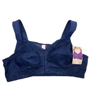 Comfortchoice Lace Navy Wireless Easy Front Closure Posture Support Bra 42B